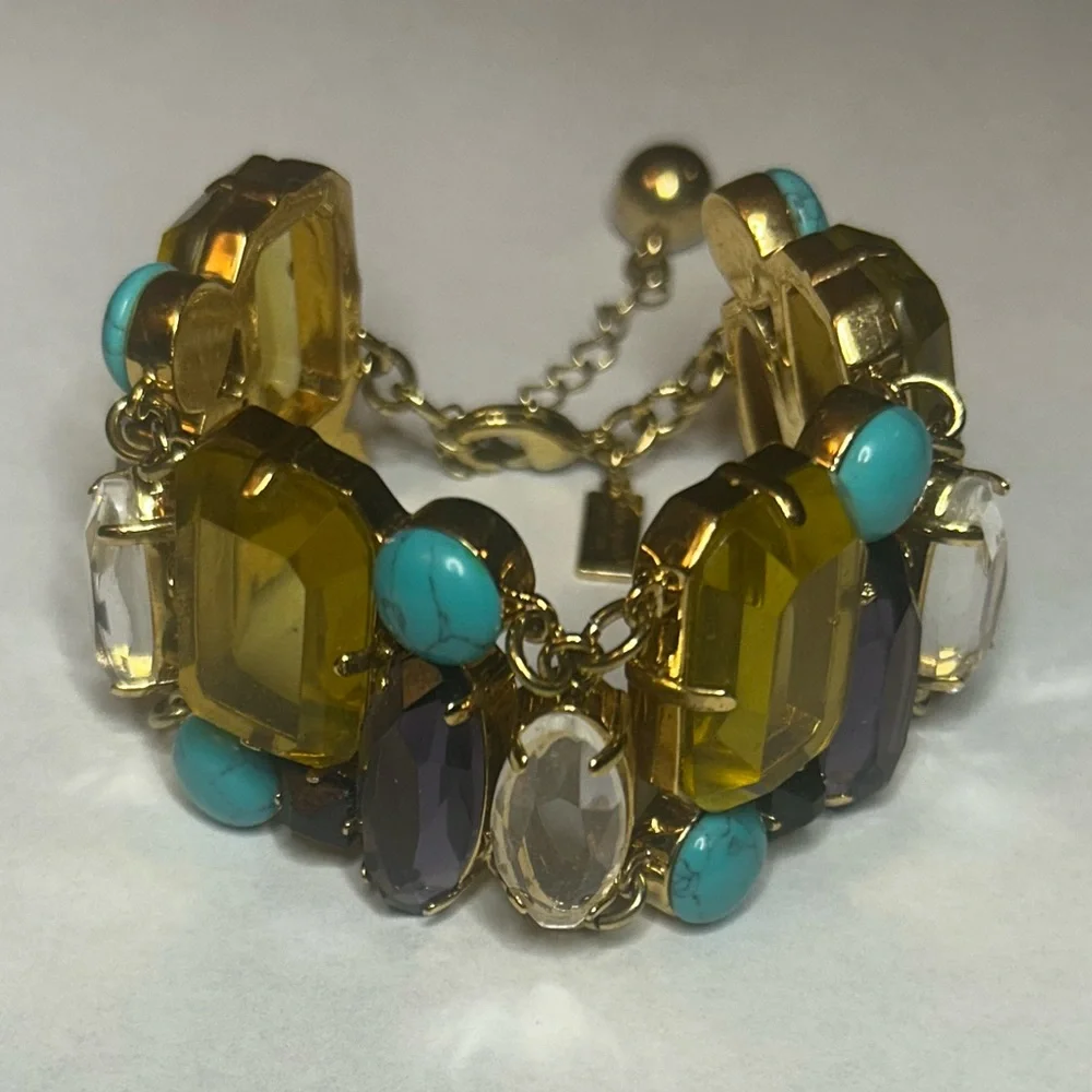 Kate Spade NY Elegant Multi-Color Iced Gemstone Colorful Bracelet Designer - Picture 1 of 8